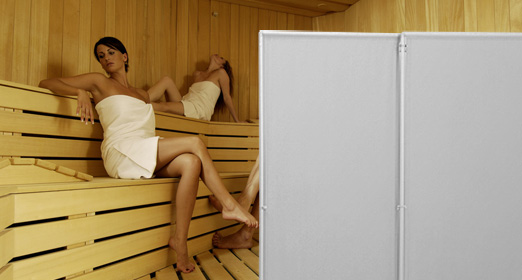 Sichtschutz Paravent in der Sauna - 